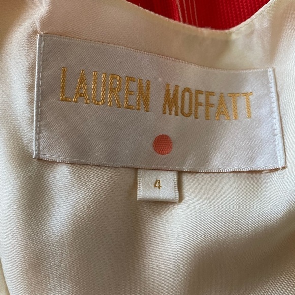 Lauren Moffatt - Red & Cream Silk Belted Dress Sz 4 - Picture 2 of 5